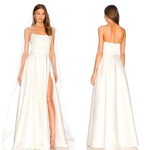 SAU LEE x Revolve Heidi White Satin Wedding Gown Size 2